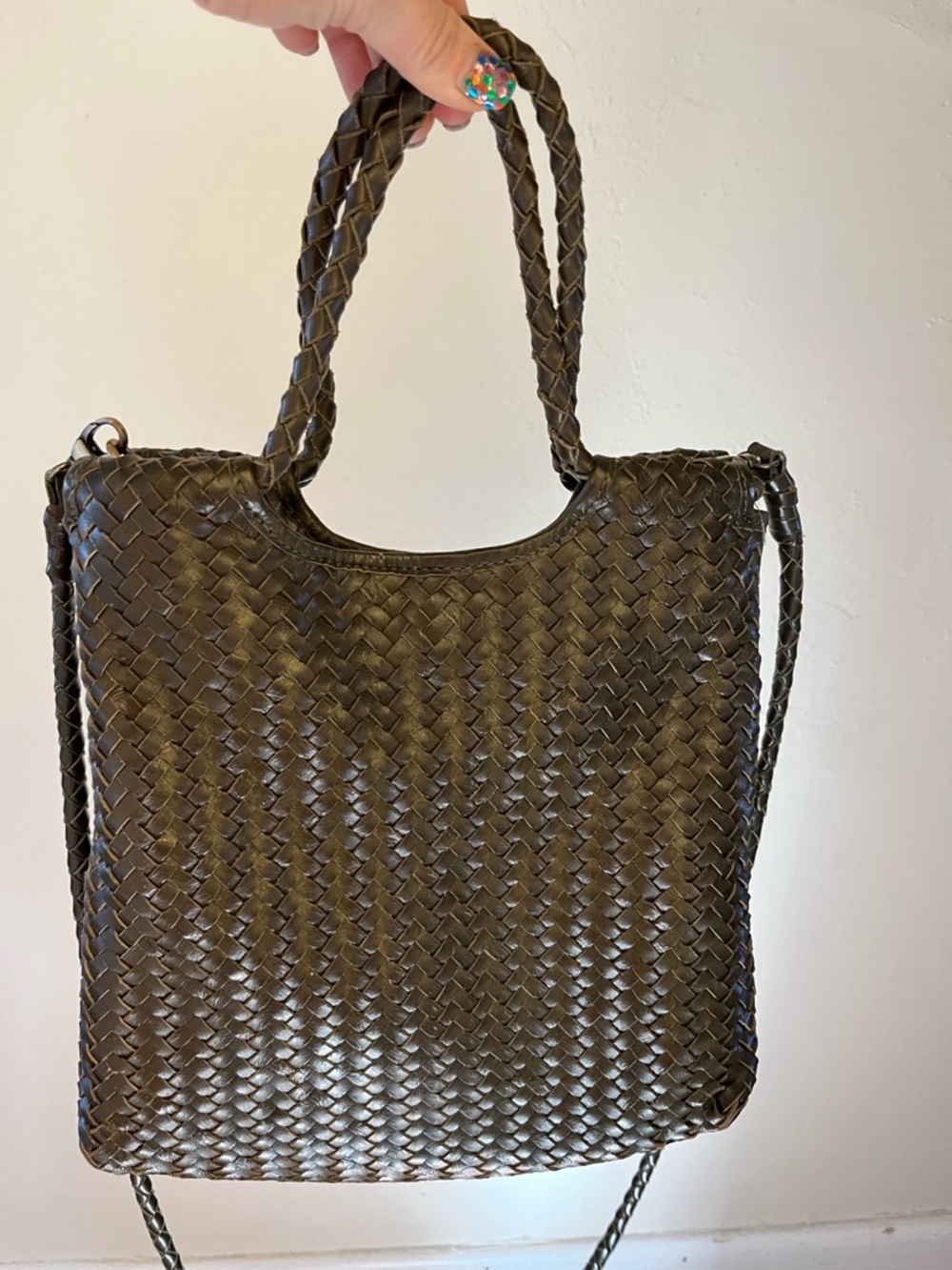 Bembien deep green woven cross body bag. Barely used.  2 different strap choices